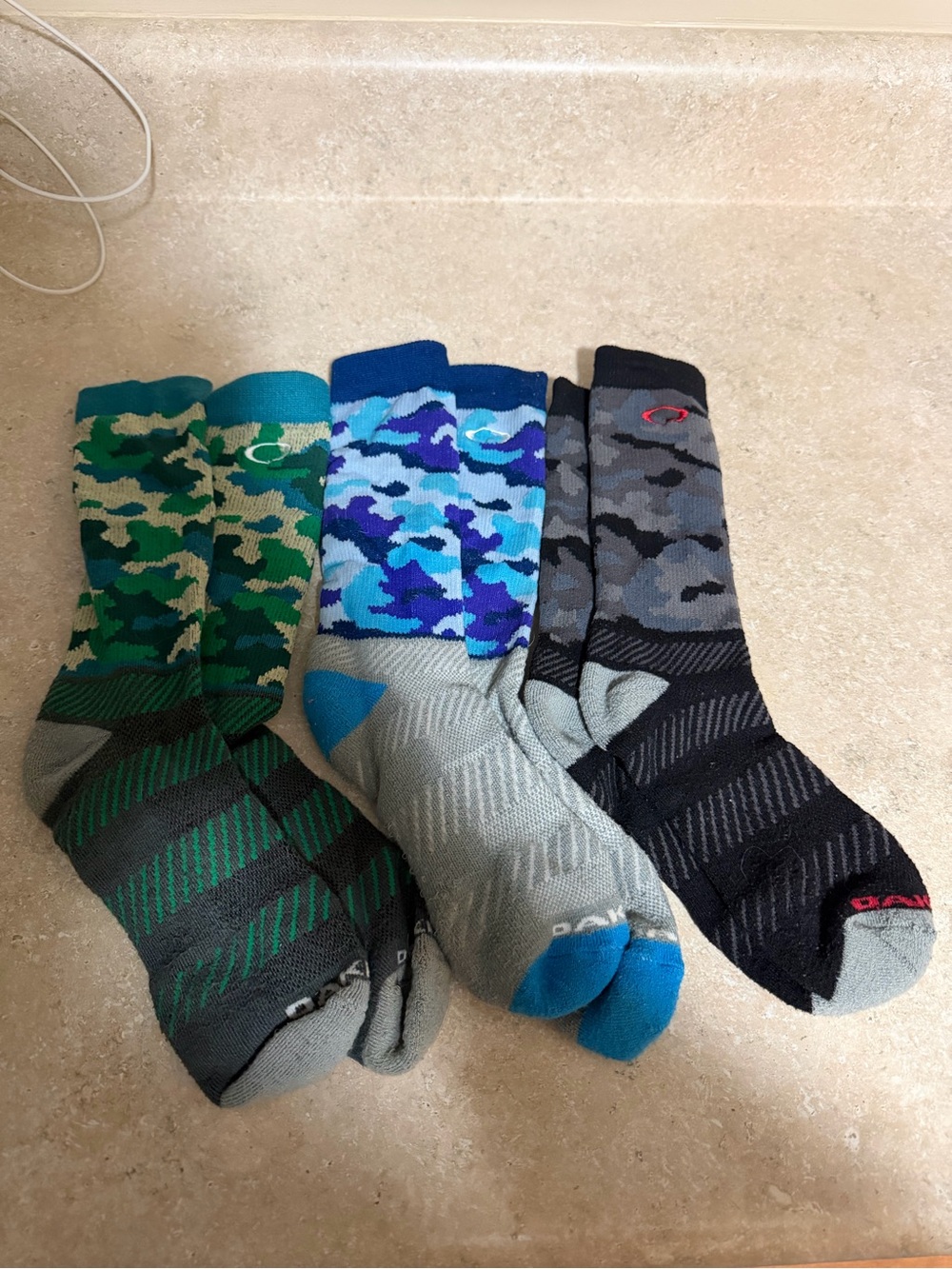 Oakley Men’s Camo Athletic Crew Socks - Green, Blue, Gray